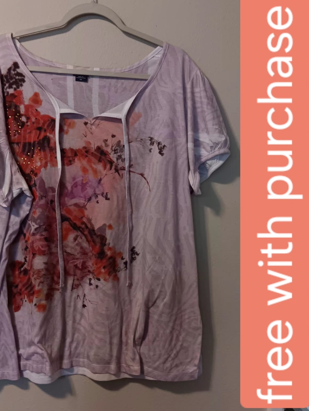Light Purple Floral Tie-Front Women’s Top